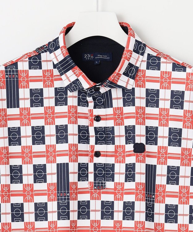 23区GOLF 【MEN】【吸水速乾/UVカット】フィールドチェック柄ポロシャツ ネイビー系3