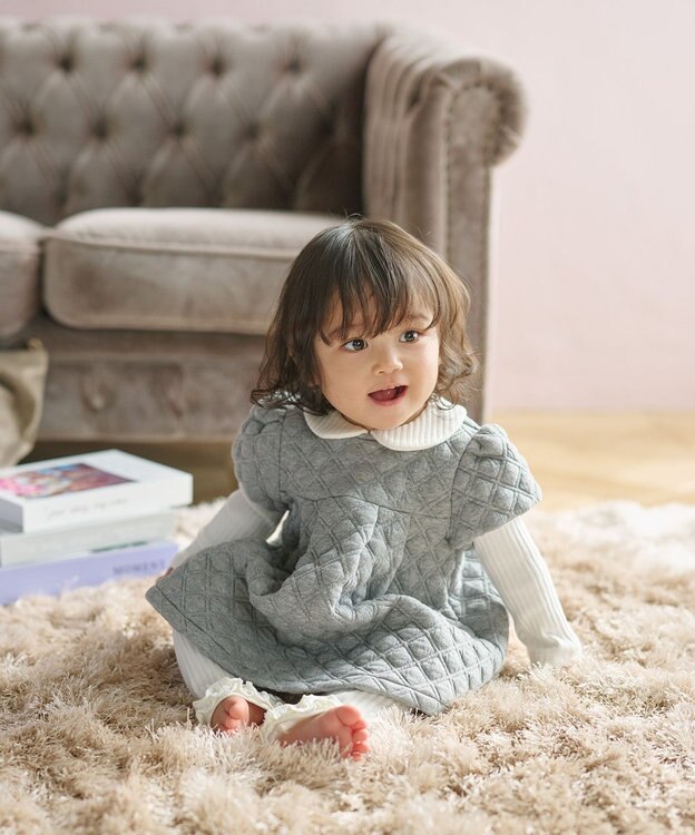 組曲 KIDS 【80-90㎝】キルトセットアップ グレー系