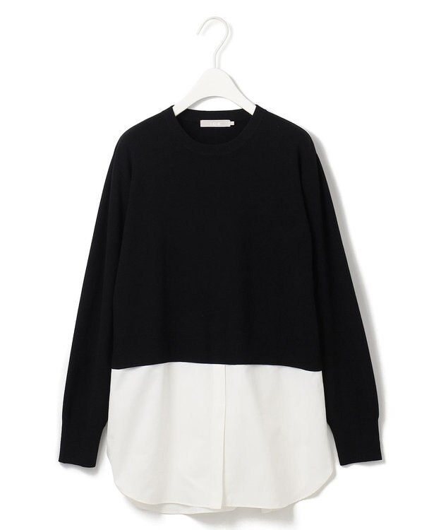 ICB L 【WEB&一部店舗限定カラーあり】クロスコンビ ニットプルオーバー ブラック系