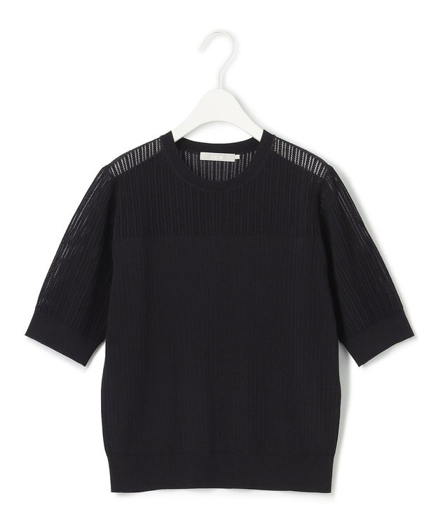 ICB L 【洗える】 レースニットトップス ブラック系