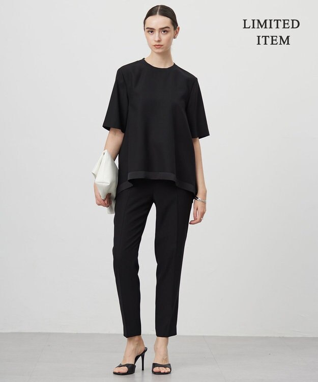 ICB L 【WEB限定・UVケア・速乾・洗える】 FluidBackSatin  Tブラウス ブラック系