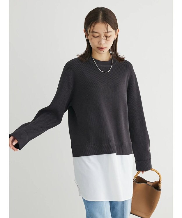 Green Parks ニットドッキングチュニック Charcoal Gray