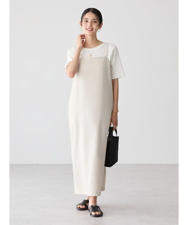 AMERICAN HOLIC ＳＥＴ　イージーケアジレベスト＋Ｉラインワンピース Light Beige