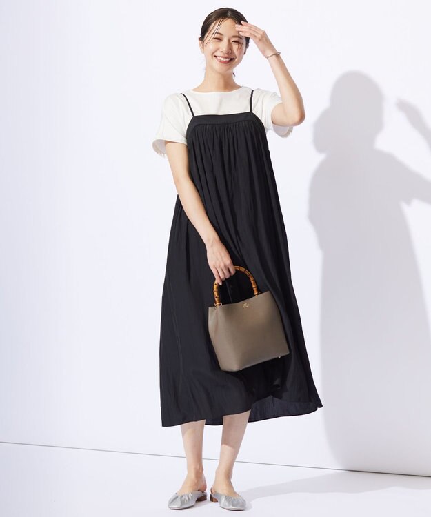 J.PRESS LADIES 【WEB限定・洗える】キャミワンピース カットソー ツインセット ブラック系
