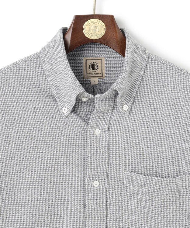 J.PRESS MEN 【Single Needle Tailoring / 形態安定】リッチジャージーコットン ネルシャツ/B.D. ライトグレー系8