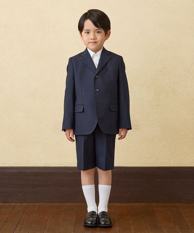 MIKI HOUSE HOT BISCUITS 【110-130cm】ウールサキソニー素材のスーツ 紺