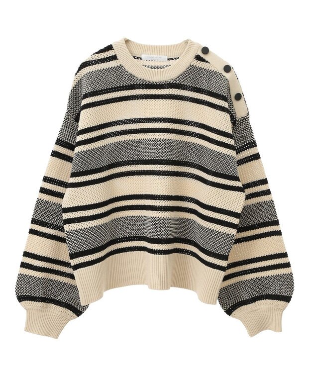 Green Parks ランダムボーダーニットプルオーバー Ivory