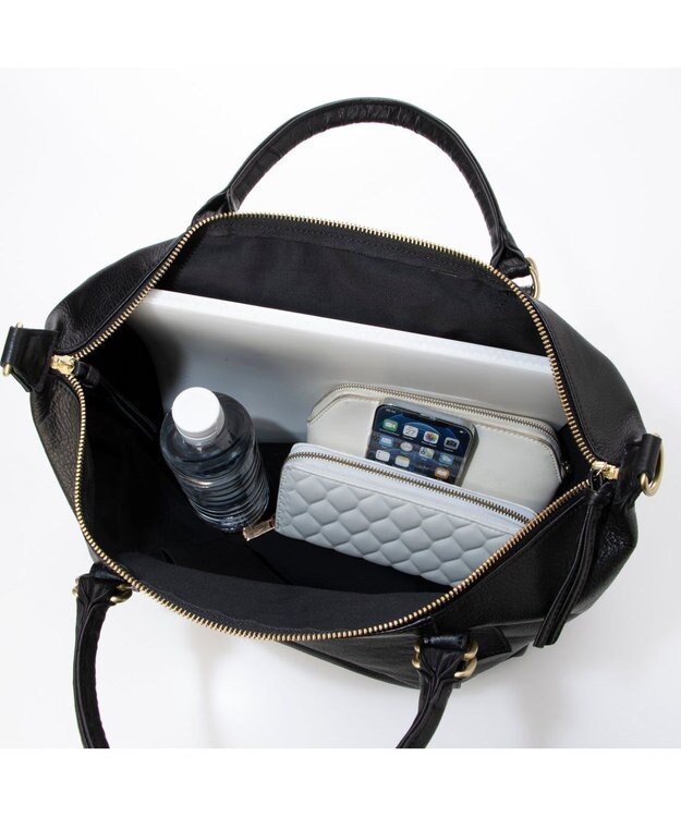 UNBILLION ペルケ perche / ガーメントレザー・サスティナブル2wayボストンS ブラック