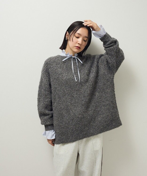 Green Parks フリルカラーインナーシャツ Stripe