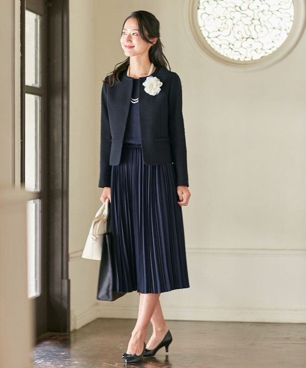 ANY MIXスラブツイード ジャケット ネイビー系