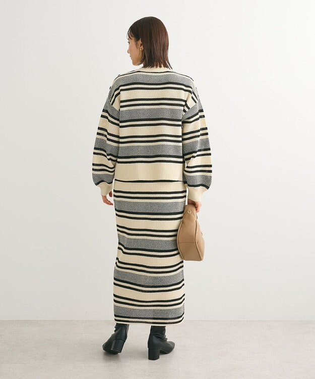 Green Parks ランダムボーダーニットプルオーバー Ivory