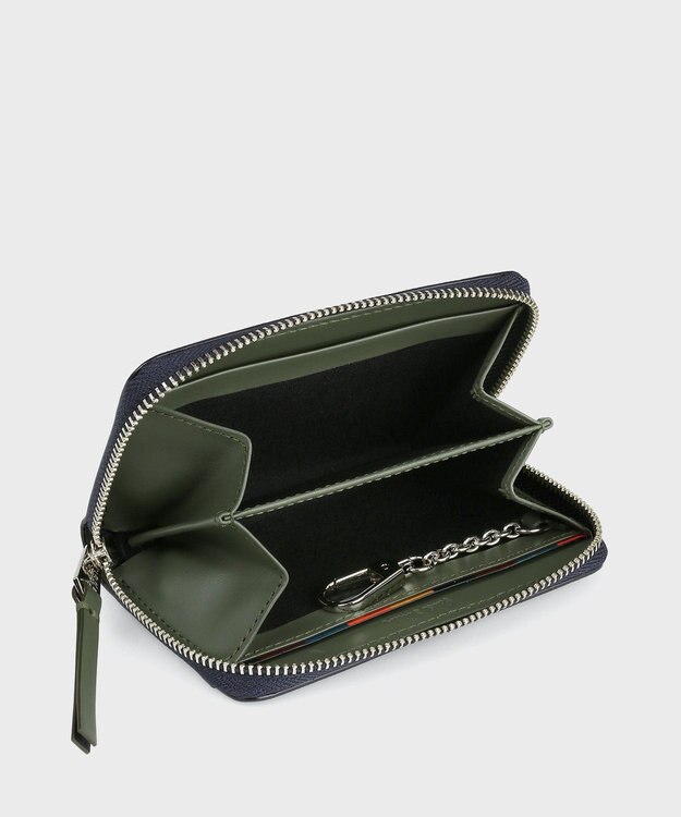 Paul Smith ブライトストライププラー SS24 カード＆コインケース ネイビー
