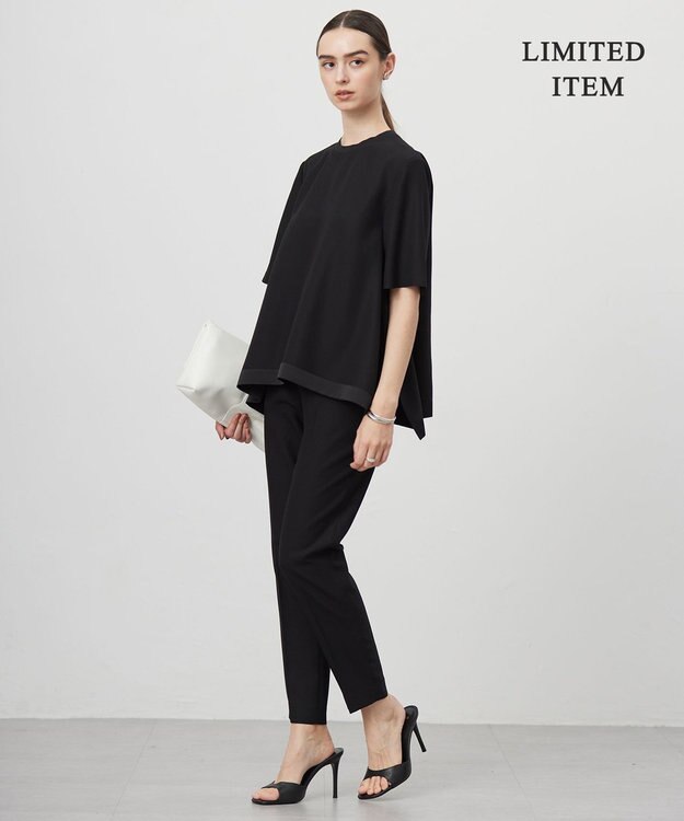 ICB L 【WEB限定・UVケア・速乾・洗える】 FluidBackSatin  Tブラウス ブラック系