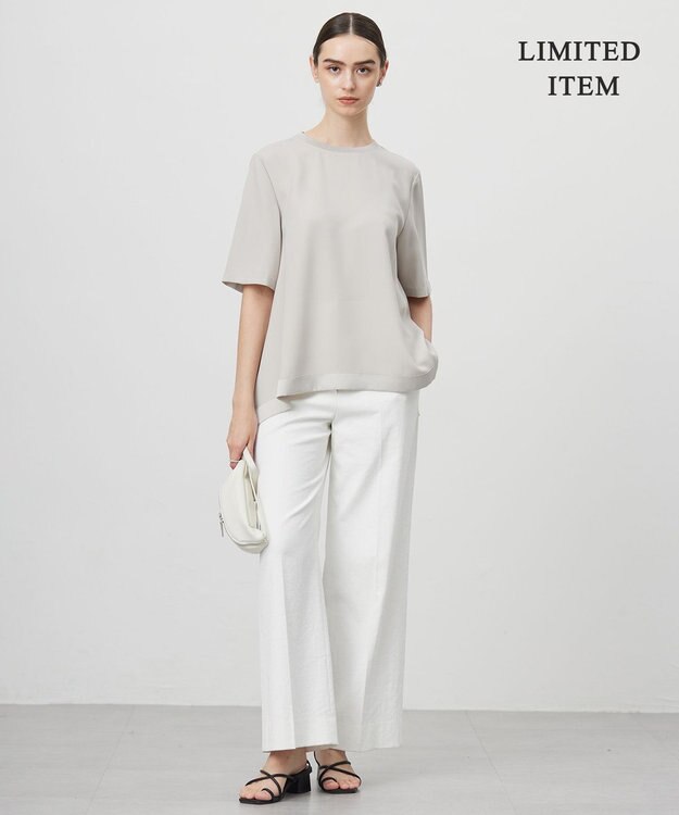 ICB L 【WEB限定・UVケア・速乾・洗える】 FluidBackSatin  Tブラウス トープ系