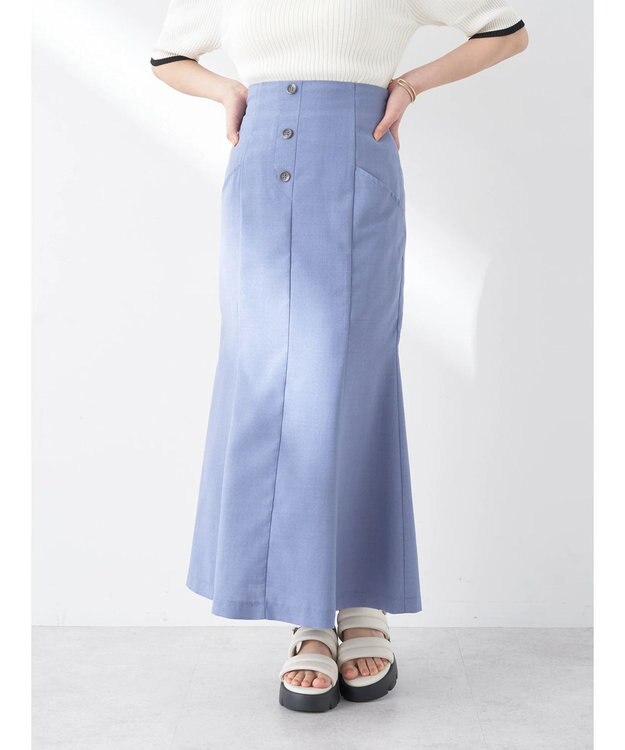 earth music&ecology フロントボタンマーメイドスカート Blue