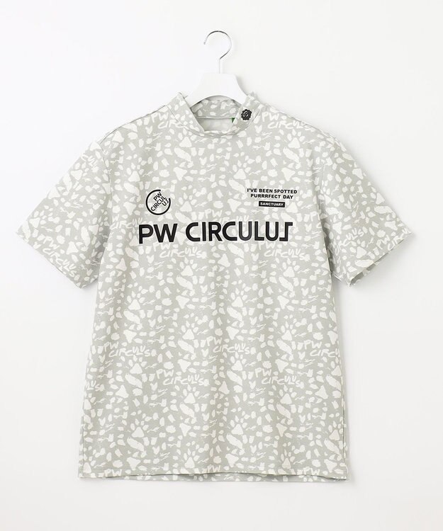 PW CIRCULUS 【MEN】【ストレッチ】アニマルプリント ロゴ モックネック シャツ ホワイト系5