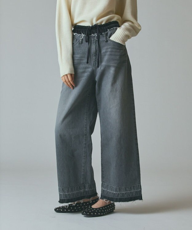 GRACE CONTINENTAL コンビデニムイージーパンツ グレー