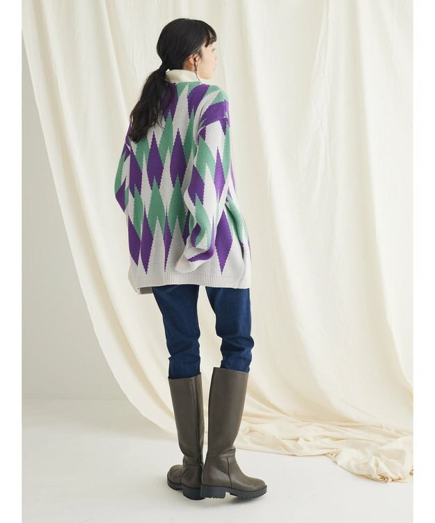 CRAFT STANDARD BOUTIQUE 【男女兼用】アーガイル柄カーディガン2 Purple