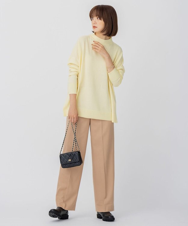 23区 【洗える】セミウーステッドウール モックネック ニット イエロー系