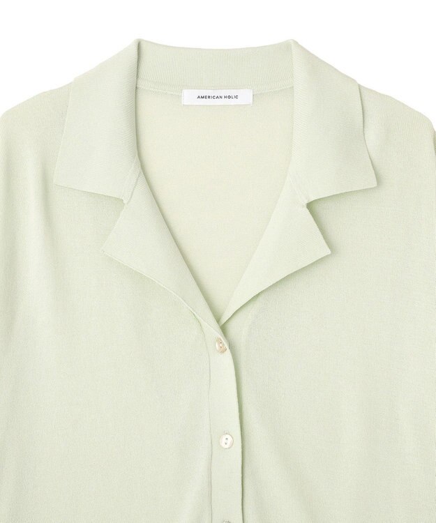 AMERICAN HOLIC 襟付き5分袖ニットカーディガン Mint