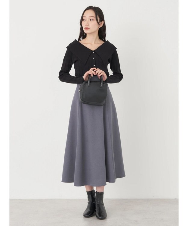 earth music&ecology ２ｗａｙビッグカラーニットプルオーバー Black