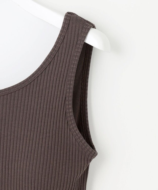 Feroux カップ付きリブ タンクトップ ブラウン系