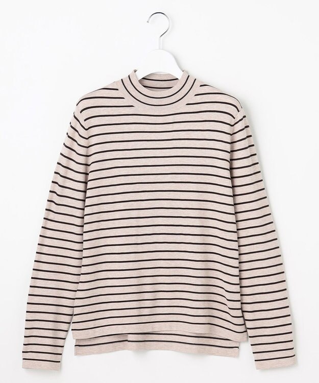 J.PRESS LADIES 【人気のため新色追加】PRINCE ハイネック ニット トップベージュ×ダークブラウン系