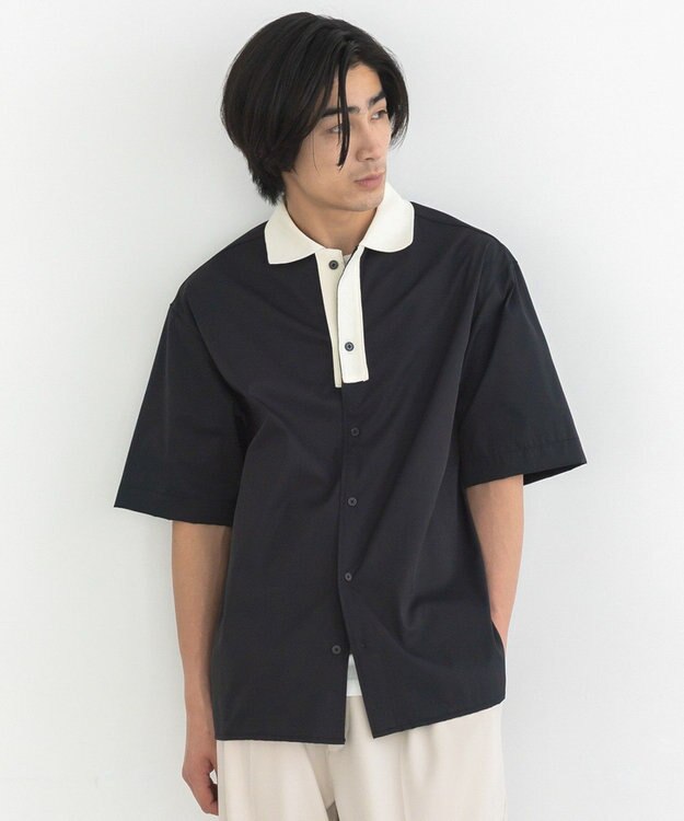 CRAFT STANDARD BOUTIQUE 【クールドライ】バイカラーニット衿ポロシャツ Black