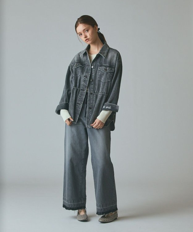 GRACE CONTINENTAL コンビデニムイージーパンツ グレー