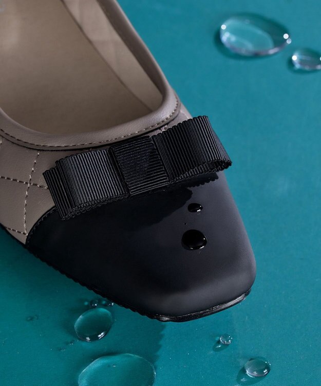 Tiaclasse 【安田美沙子さん着用・撥水】リボンキルティングパンプス　レインシューズ モカ