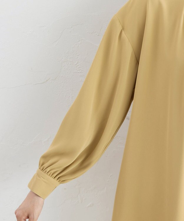 Tiaclasse 【洗える】とろみシャツチュニックブラウス ライム