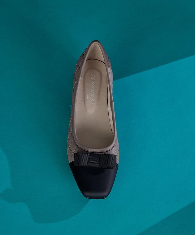 Tiaclasse 【安田美沙子さん着用・撥水】リボンキルティングパンプス　レインシューズ モカ