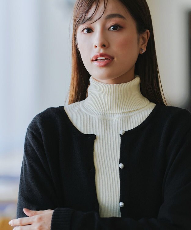 Tiaclasse 【洗える】ラウンドネックミドル丈ニットカーディガン ブラック