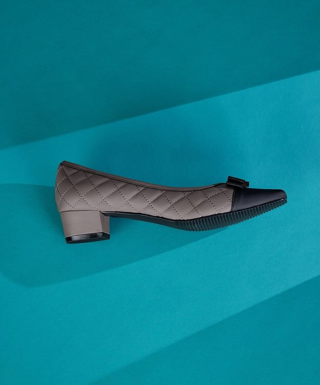 Tiaclasse 【安田美沙子さん着用・撥水】リボンキルティングパンプス　レインシューズ モカ