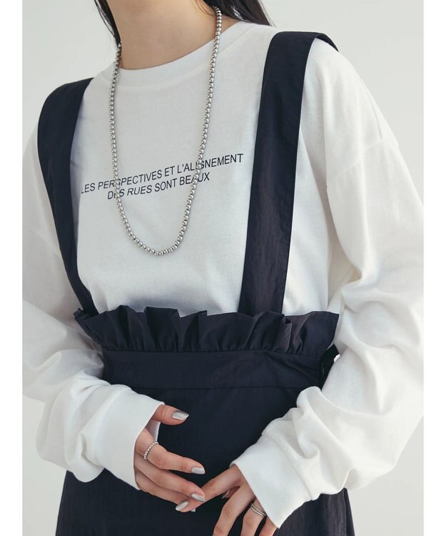 Green Parks armonia. サスペンダー付きスカート Black