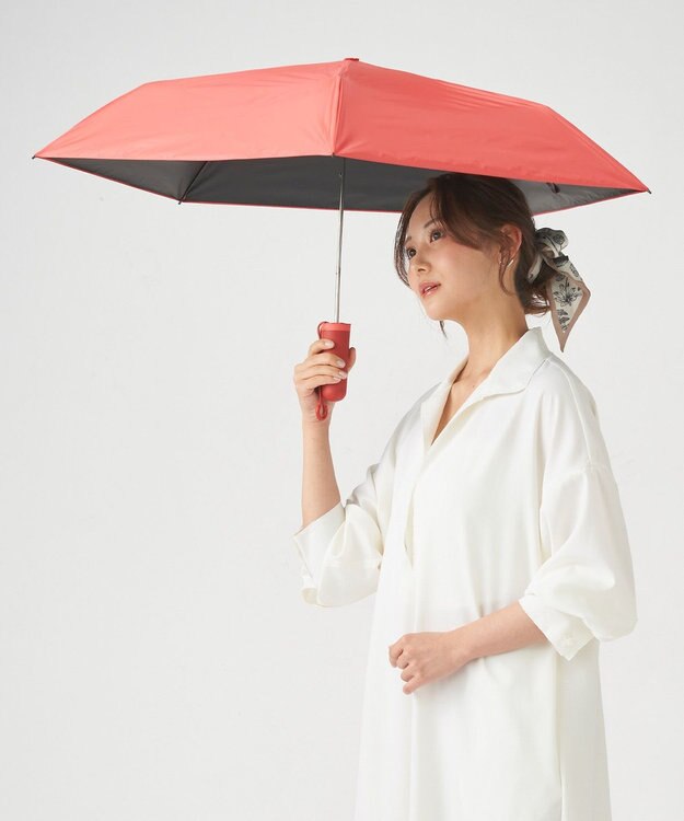 MOONBAT 【Pitaa】ハーフカプセル 無地 晴雨兼用日傘 折りたたみ傘 遮光率100%/UVカット率100%/UPF50+/遮熱効果/撥水加工/軽量/50cm レッド