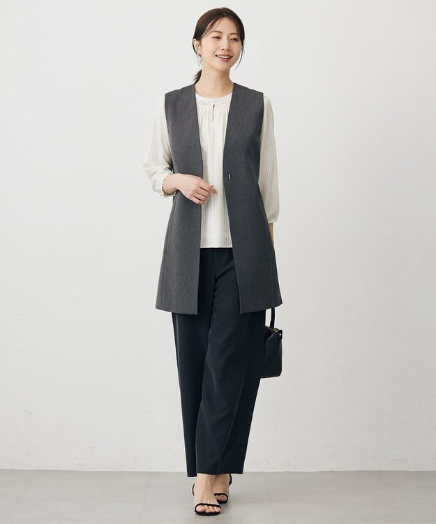 J.PRESS LADIES プロビスストライプ＆チェック カットソー エクリュストライプ系