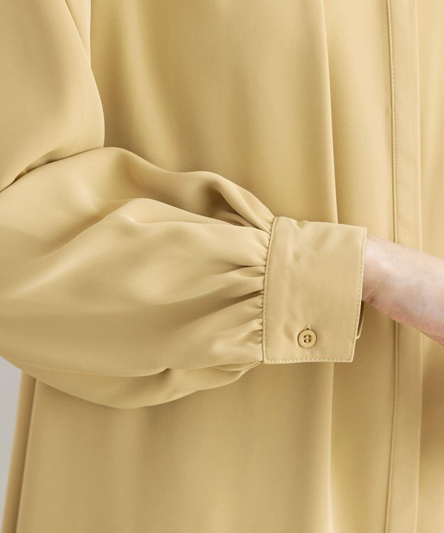 Tiaclasse 【洗える】とろみシャツチュニックブラウス ライム