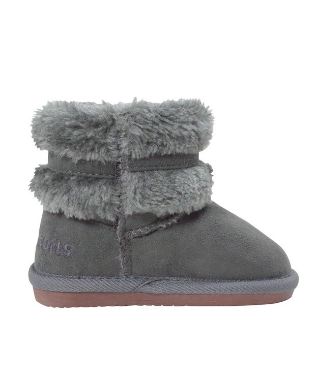 MIKI HOUSE HOT BISCUITS 【13-18cm】 ファー付き サイドリボンブーツ グレー