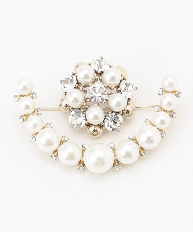 組曲 【好評につき追加販売・2セット】パールビジュー ブローチ ゴールド系