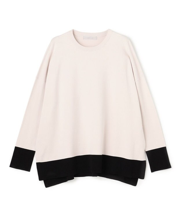 UNFILO L マイビューティニット ワイドクルーネック グレージュブロック