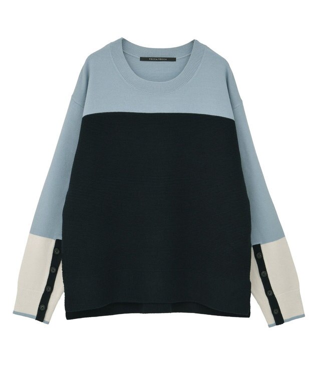 YECCA VECCA 釦デザイン配色ニット Border