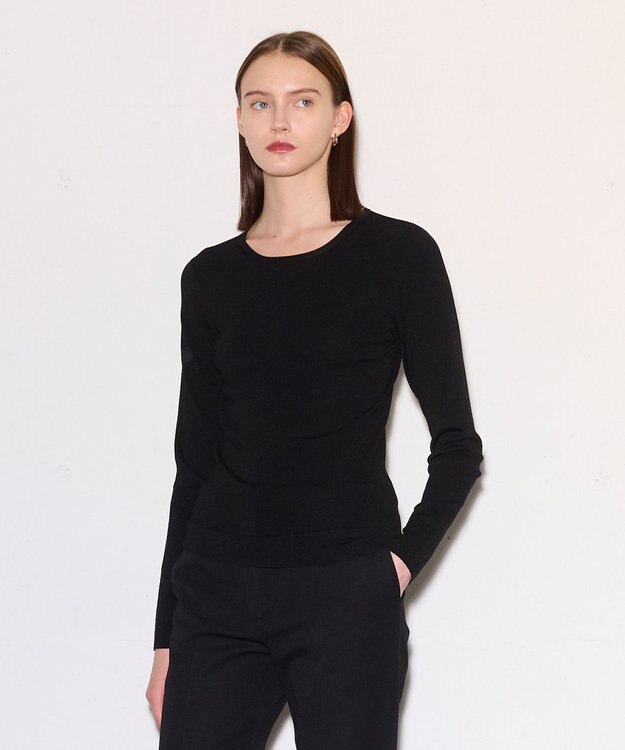 JOSEPH 【洗える】ストレッチシルクニット　ラウンドネック Black