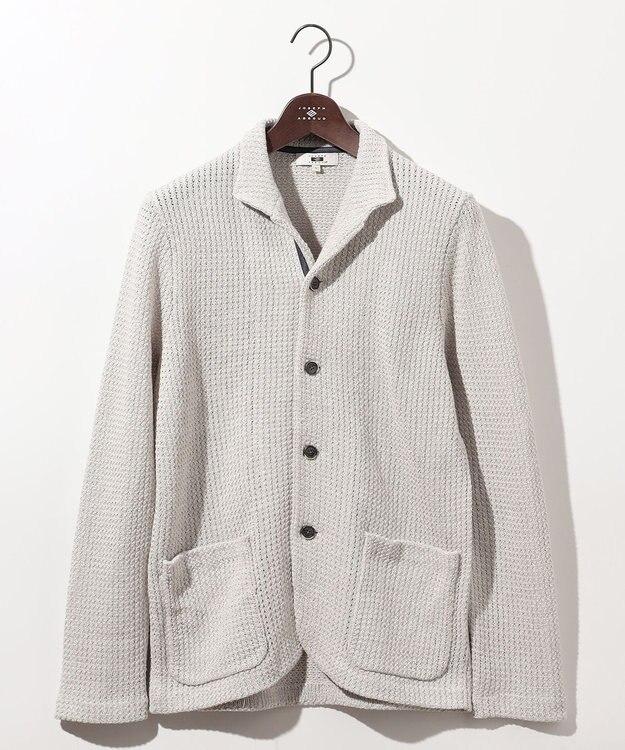 JOSEPH ABBOUD 【和紙使用エコ素材/日本素材/軽量/通気性/速乾性】和紙ムリネ ニット ジャケット ライトグレー系