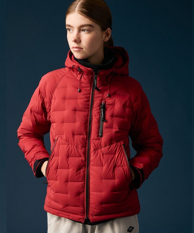 JOSEPH ABBOUD MOUNTAIN 【ストレッチ/軽量/パッカブル/ライナードッキング対応】2WAYストレッチダウンパーカー レッド系