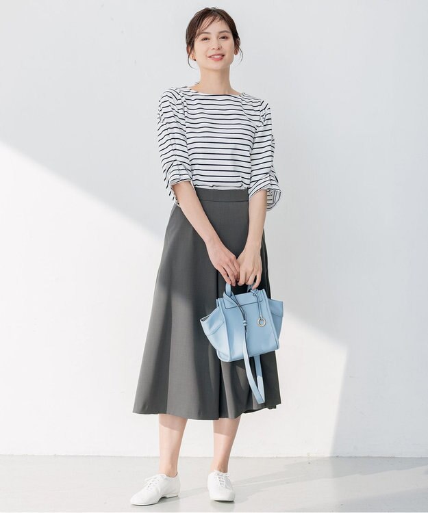 組曲 【洗える】ライトツイルストレッチ パンツ グレー系