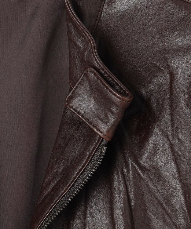 JOSEPH HOMME 【洗い加工】シュリンクエアレザー 　シングルライダースジャケット ダークブラウン系