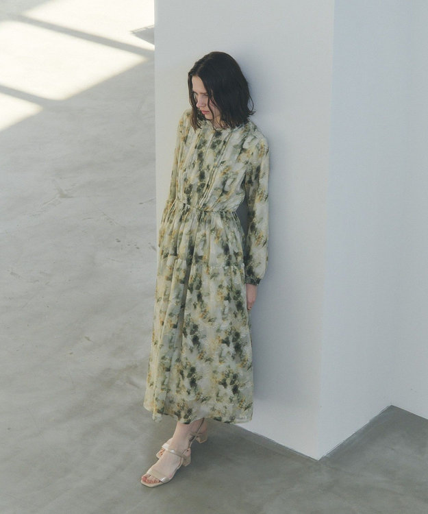 YECCA VECCA ぼかしフラワー柄ワンピース Yellow