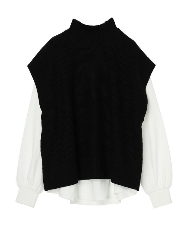 Green Parks ＳＥＴ２点モックネックカノコベスト＋ロンＴＥＥ Black