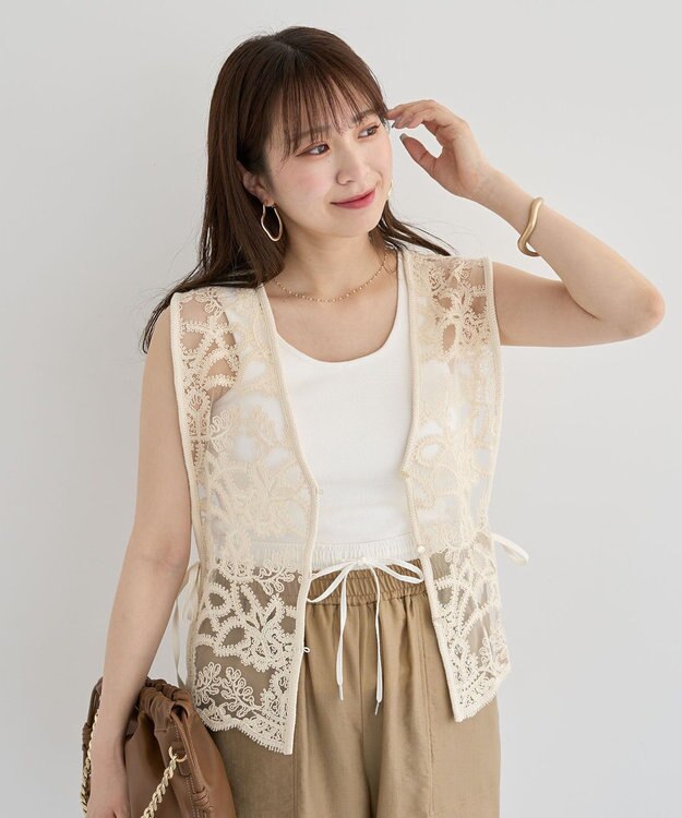 Green Parks ・ＥＬＥＮＣＡＲＥ　ＤＵＥ　２ｗａｙレースベスト Ivory